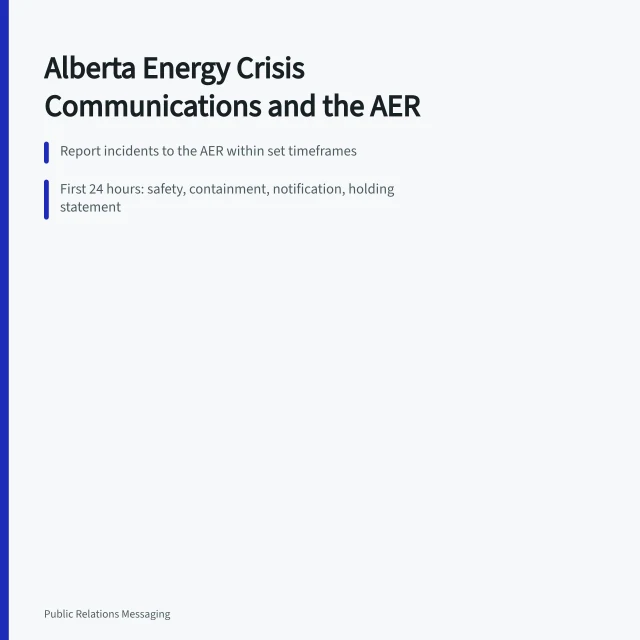 Card on Alberta energy crisis communications, AER reporting duties and NRCan data. How Alberta's energy sector handles crisis communications and the AER