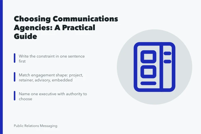 Checklist for selecting a communications agency with clear criteria. Communications agencies: the practical version