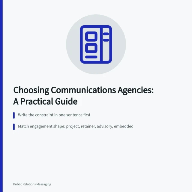 Checklist for selecting a communications agency with clear criteria. Communications agencies: the practical version