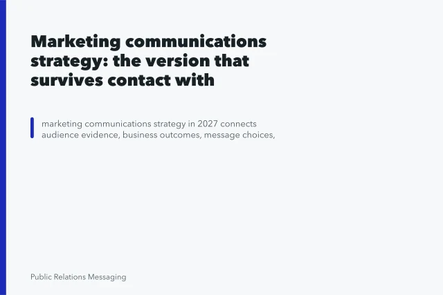 Marketing communications strategy: the version that survives contact with reality. Marketing communications strategy: the version that survives contact with reality