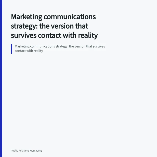 Marketing communications strategy: the version that survives contact with reality. Marketing communications strategy: the version that survives contact with reality
