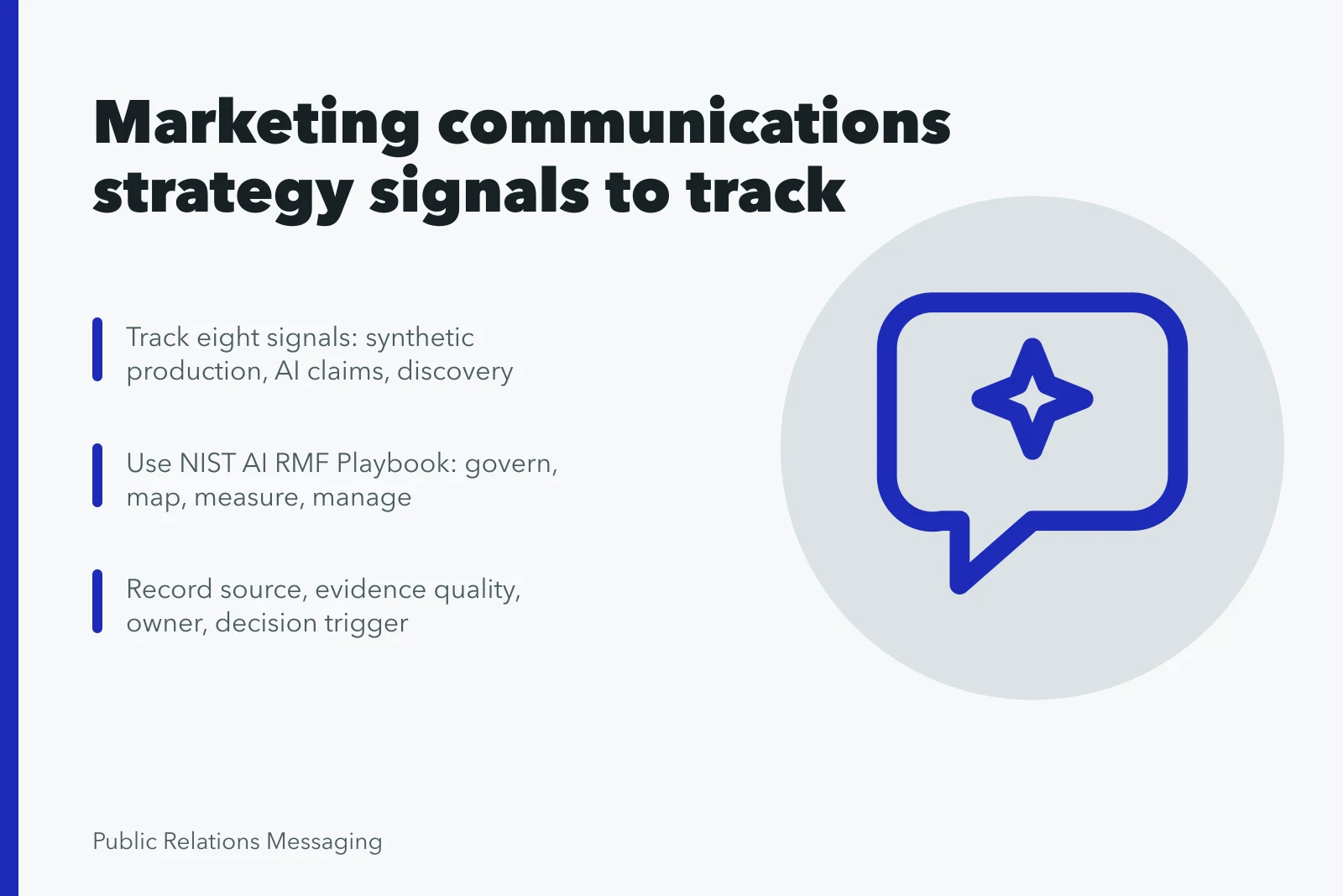 Card listing marketing communications strategy signals and watchlist controls. A field guide to marketing communications strategy signals worth tracking