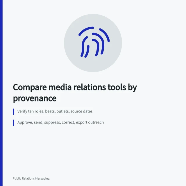 Card comparing media relations tools by contact provenance and permissions. How to test media relations tools before you buy
