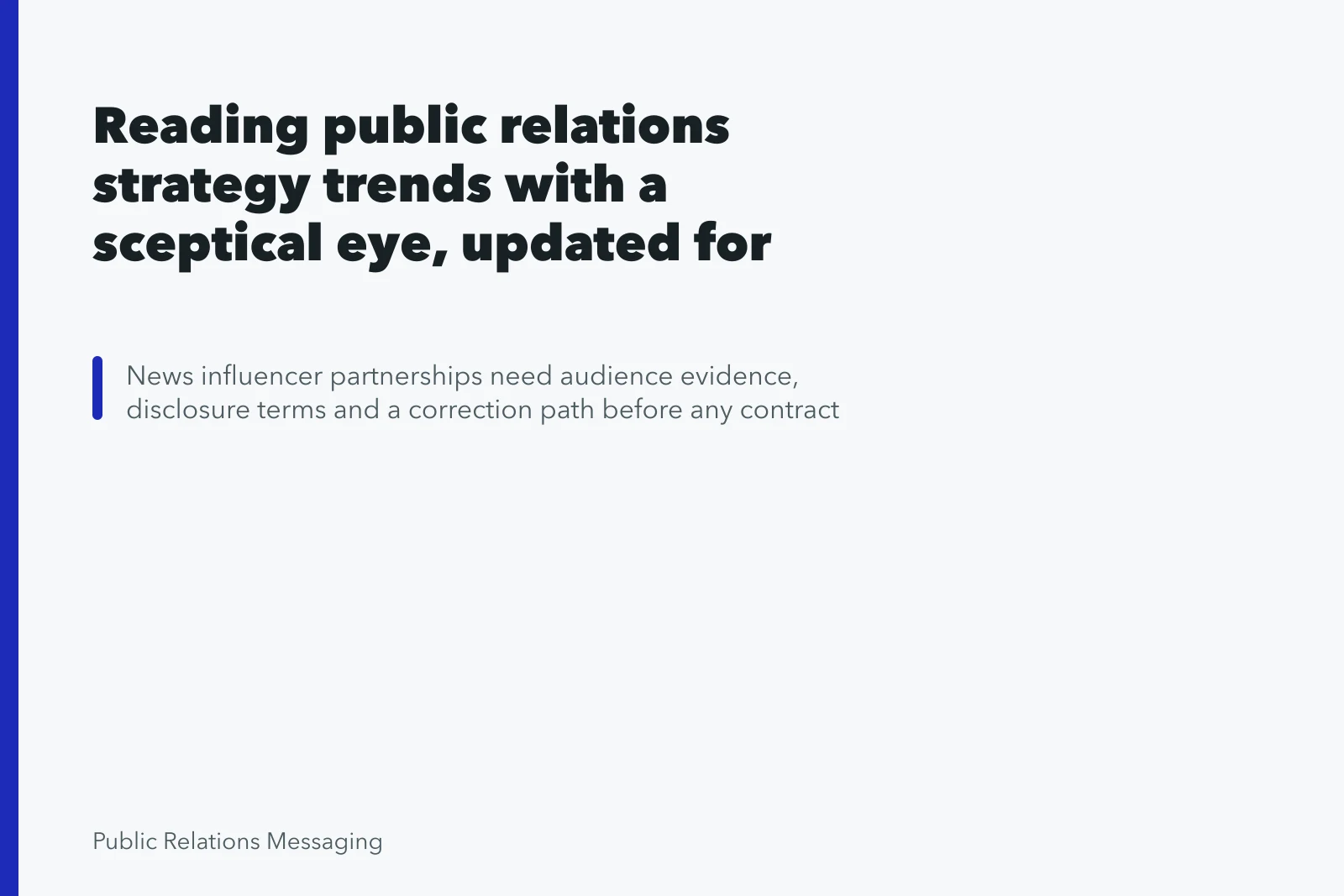 Reading public relations strategy trends with a sceptical eye, updated for 2027. Reading public relations strategy trends with a sceptical eye, updated for 2027